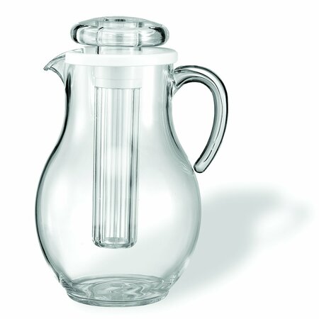 SERVICE IDEAS Ice Tube Pitcher SAN, Smooth Body, Plastic Water Pitcher, 3.3 Liter, Clear SWP33SB